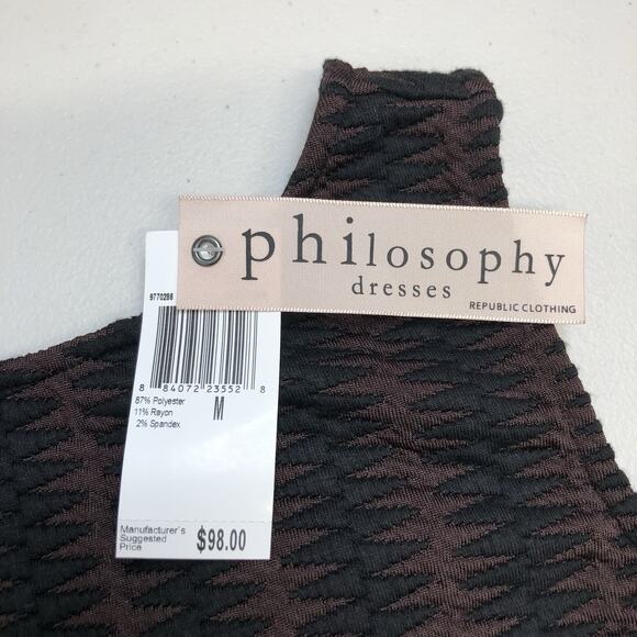Philosophy Blouson Dress Womens Size M Wine Black Knit Sleeveless Casual Zip - Picture 2 of 7